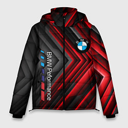 Куртка зимняя мужская BMW geometry stripes red, цвет: 3D-черный