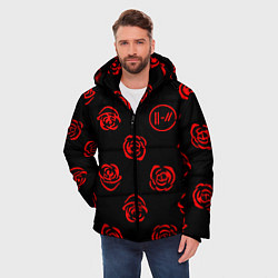 Куртка зимняя мужская Twenty one pilots rose pattern, цвет: 3D-черный — фото 2