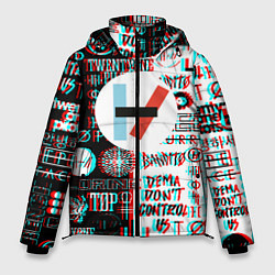 Куртка зимняя мужская Twenty one pilots glitch pattern, цвет: 3D-красный