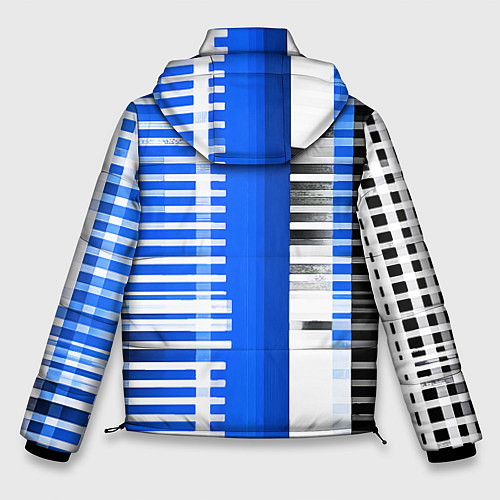 Мужская зимняя куртка White stripes on a black and blue background / 3D-Красный – фото 2