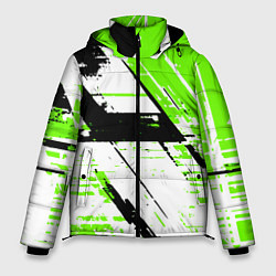 Куртка зимняя мужская Diagonal black and green stripes on a white backgr, цвет: 3D-красный