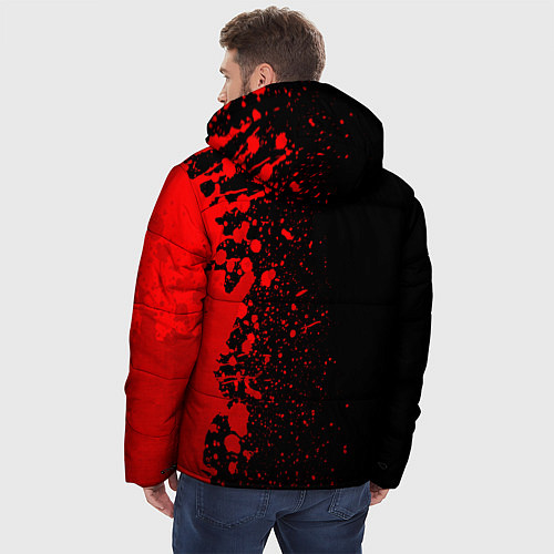 Мужская зимняя куртка Metallica - red gradient по-вертикали / 3D-Черный – фото 4