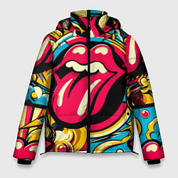 Куртка зимняя мужская Rolling Stones logo - pop art pattern, цвет: 3D-черный