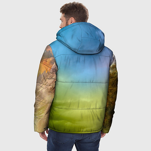 Мужская зимняя куртка Радужный единорог / 3D-Черный – фото 4