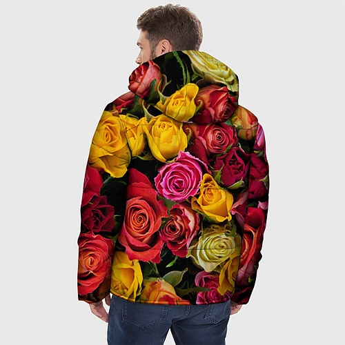 Мужская зимняя куртка Ассорти из роз / 3D-Черный – фото 4