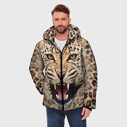 Куртка зимняя мужская Взгляд леопарда, цвет: 3D-черный — фото 2