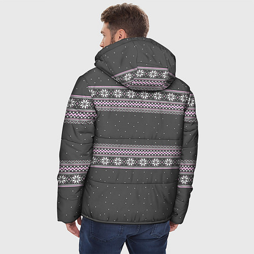 Мужская зимняя куртка Узор с оленями / 3D-Черный – фото 4