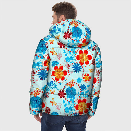 Мужская зимняя куртка Цветочная роспись / 3D-Черный – фото 4
