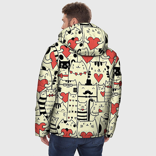 Мужская зимняя куртка Любящие котики / 3D-Черный – фото 4