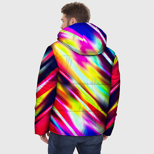 Мужская зимняя куртка Цветные блики / 3D-Черный – фото 4
