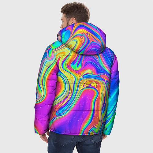 Мужская зимняя куртка Цветные разводы / 3D-Черный – фото 4