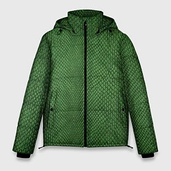 Куртка зимняя мужская Змеиная зеленая кожа, цвет: 3D-черный
