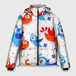 Куртка зимняя мужская Птички, цвет: 3D-черный