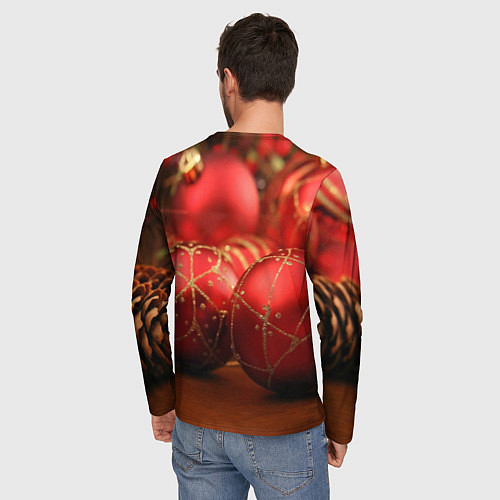 Мужской лонгслив Красные украшения / 3D-принт – фото 4