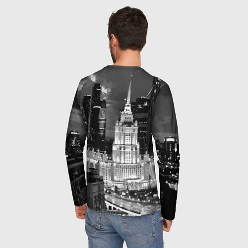 Мужской лонгслив Огни ночной Москвы / 3D-принт – фото 4
