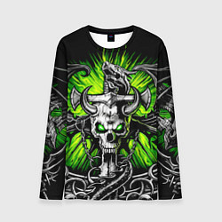 Лонгслив мужской Рогатый череп с мечом, цвет: 3D-принт