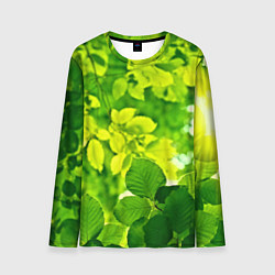 Лонгслив мужской Зелёные листья, цвет: 3D-принт