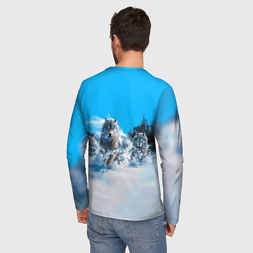 Мужской лонгслив Волчья охота / 3D-принт – фото 4