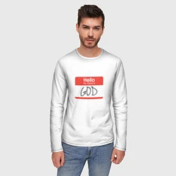 Лонгслив мужской Hello: my name is God, цвет: 3D-принт — фото 2