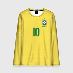 Лонгслив мужской Сборная Бразилии: Неймар ЧМ-2018 домашняя, цвет: 3D-принт
