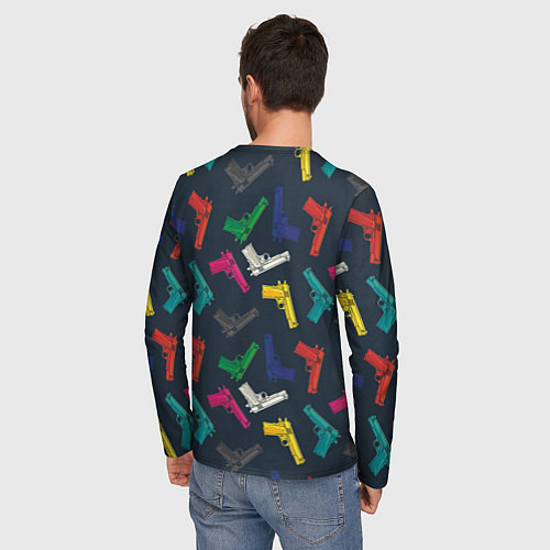 Мужской лонгслив Разноцветные пистолеты / 3D-принт – фото 4