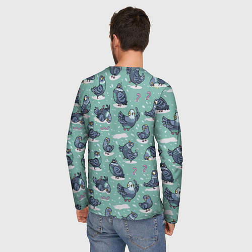 Мужской лонгслив Голуби и червяки / 3D-принт – фото 4