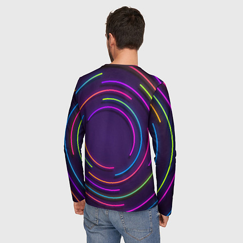 Мужской лонгслив Неон череп с линиями / 3D-принт – фото 4