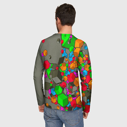Мужской лонгслив Кубики / 3D-принт – фото 4