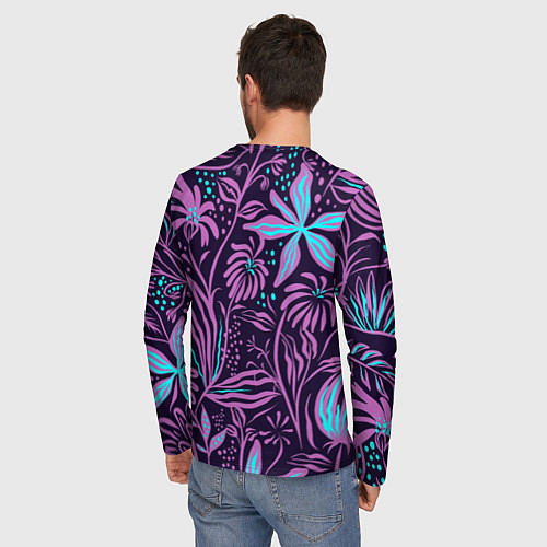 Мужской лонгслив Цветы / 3D-принт – фото 4