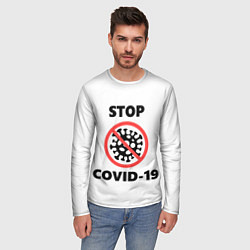 Лонгслив мужской STOP COVID-19, цвет: 3D-принт — фото 2
