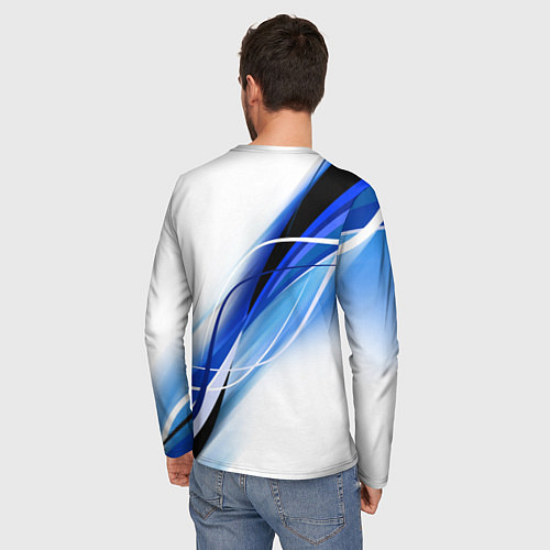 Мужской лонгслив BMW волны - blue-white / 3D-принт – фото 4