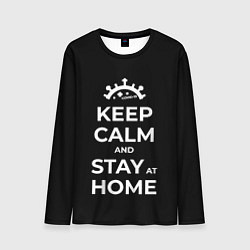 Лонгслив мужской Keep calm and stay at home, цвет: 3D-принт