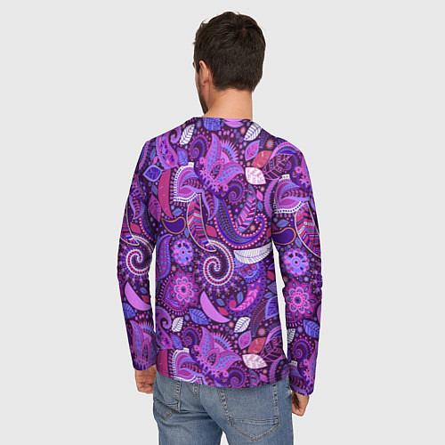 Мужской лонгслив Фиолетовый этнический дудлинг / 3D-принт – фото 4