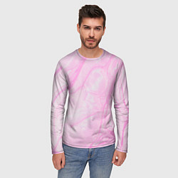 Лонгслив мужской Розовые разводы краска зефир, цвет: 3D-принт — фото 2