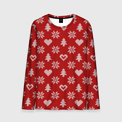 Мужской лонгслив Красный рождественский свитер