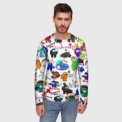Лонгслив мужской AMONG US STICKERBOMBING, цвет: 3D-принт — фото 2