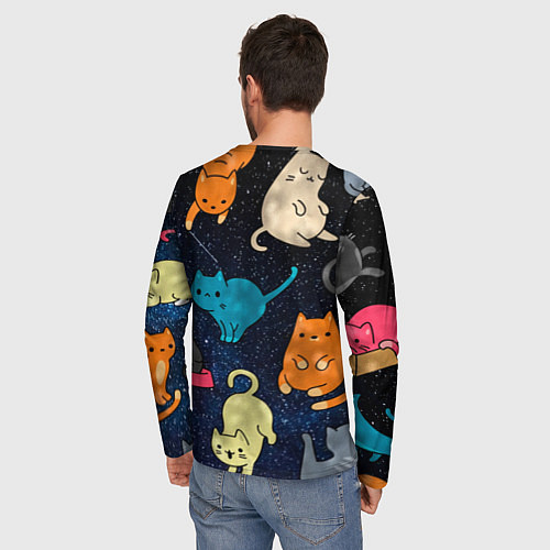 Мужской лонгслив Космические котики / 3D-принт – фото 4