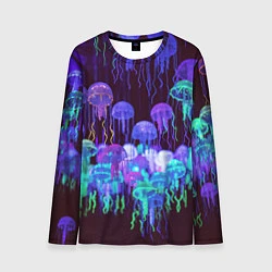 Лонгслив мужской Неоновые медузы, цвет: 3D-принт