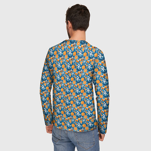 Мужской лонгслив АПЕЛЬСИННЫЙ ПАТТЕРН ФРУКТЫ / 3D-принт – фото 4