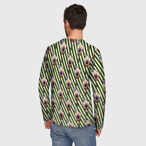 Мужской лонгслив ICE SCREAM зеленый паттерн / 3D-принт – фото 4