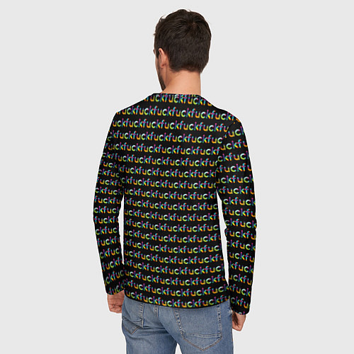 Мужской лонгслив Fuck паттерн темный / 3D-принт – фото 4