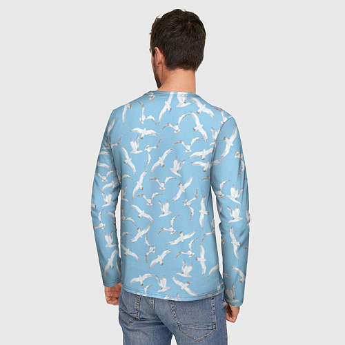Мужской лонгслив Чайки в небе паттерн / 3D-принт – фото 4