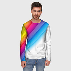 Лонгслив мужской РАДУЖНЫЕ ПОЛОСЫ RAINBOW Z, цвет: 3D-принт — фото 2