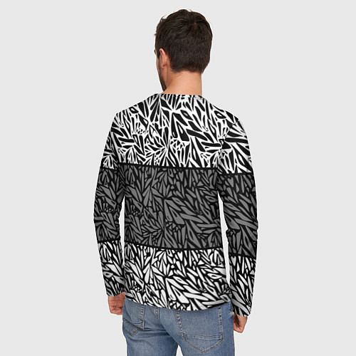 Мужской лонгслив Абстрактный черно-белый узор / 3D-принт – фото 4