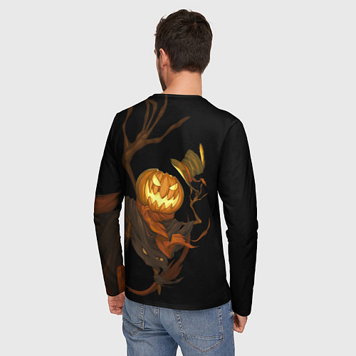 Мужской лонгслив Приветливая тыква на Хэллоуин / 3D-принт – фото 4