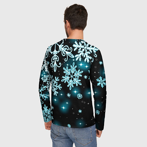 Мужской лонгслив Космические снежинки / 3D-принт – фото 4