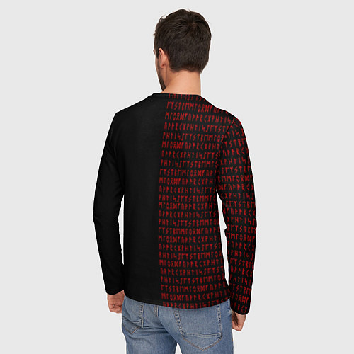 Мужской лонгслив ВАЛЬКНУТ РУНИЧЕСКИЙ АЛФАВИТ / 3D-принт – фото 4