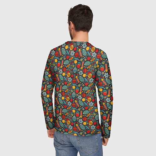 Мужской лонгслив Новогодняя Праздничная Символика / 3D-принт – фото 4