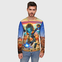 Лонгслив мужской Destroy all Aliens, цвет: 3D-принт — фото 2