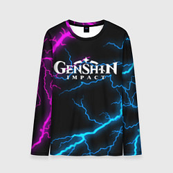 Лонгслив мужской GENSHIN IMPACT NEON FLASH НЕОНОВЫЕ РАЗРЯДЫ МОЛНИЙ, цвет: 3D-принт